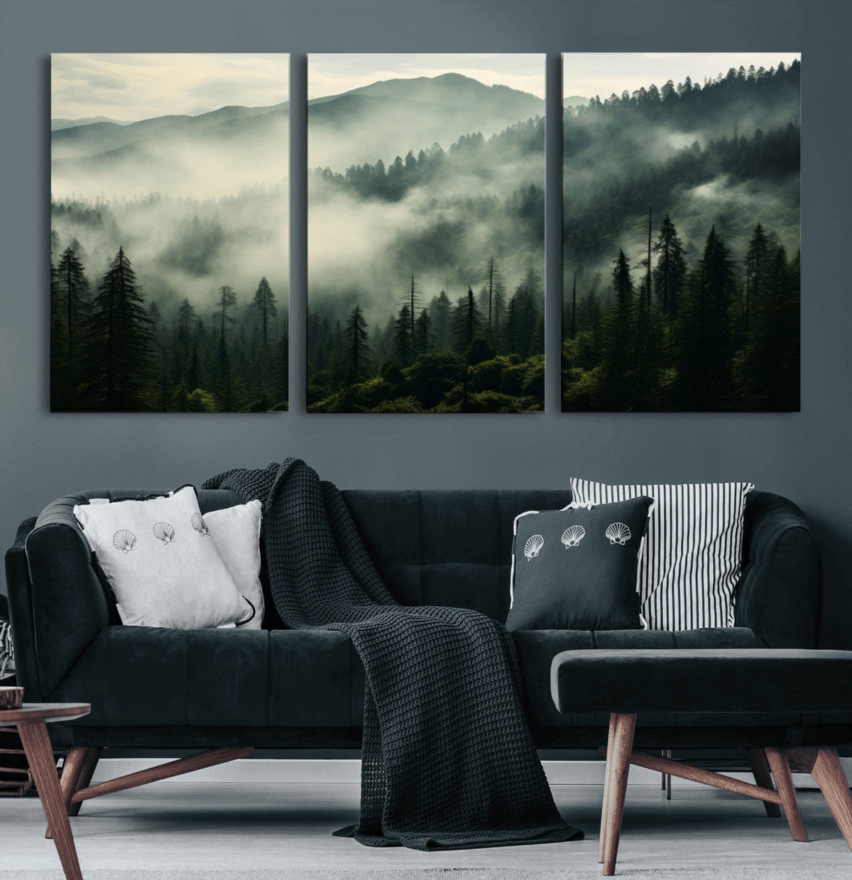 Captivating Misty Forest Wall Art Premium Canvas Print a