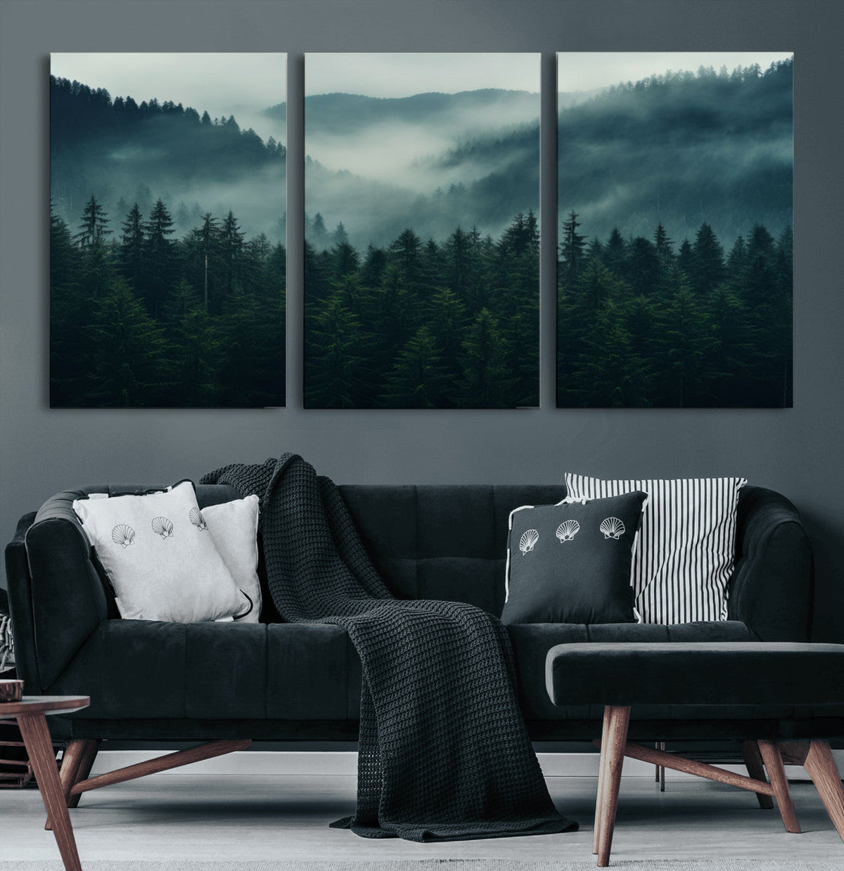 Captivating Misty Forest Wall Art Premium Canvas Print,