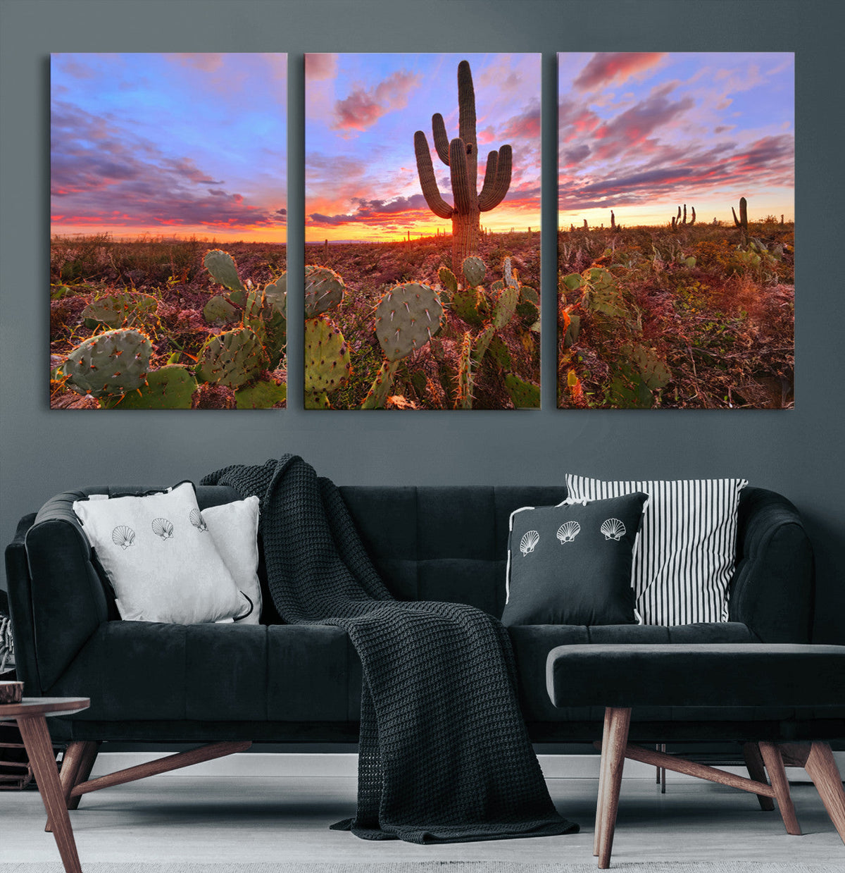 Arizona Desert Wall Art Canvas Print - Framed Deser Sunset
