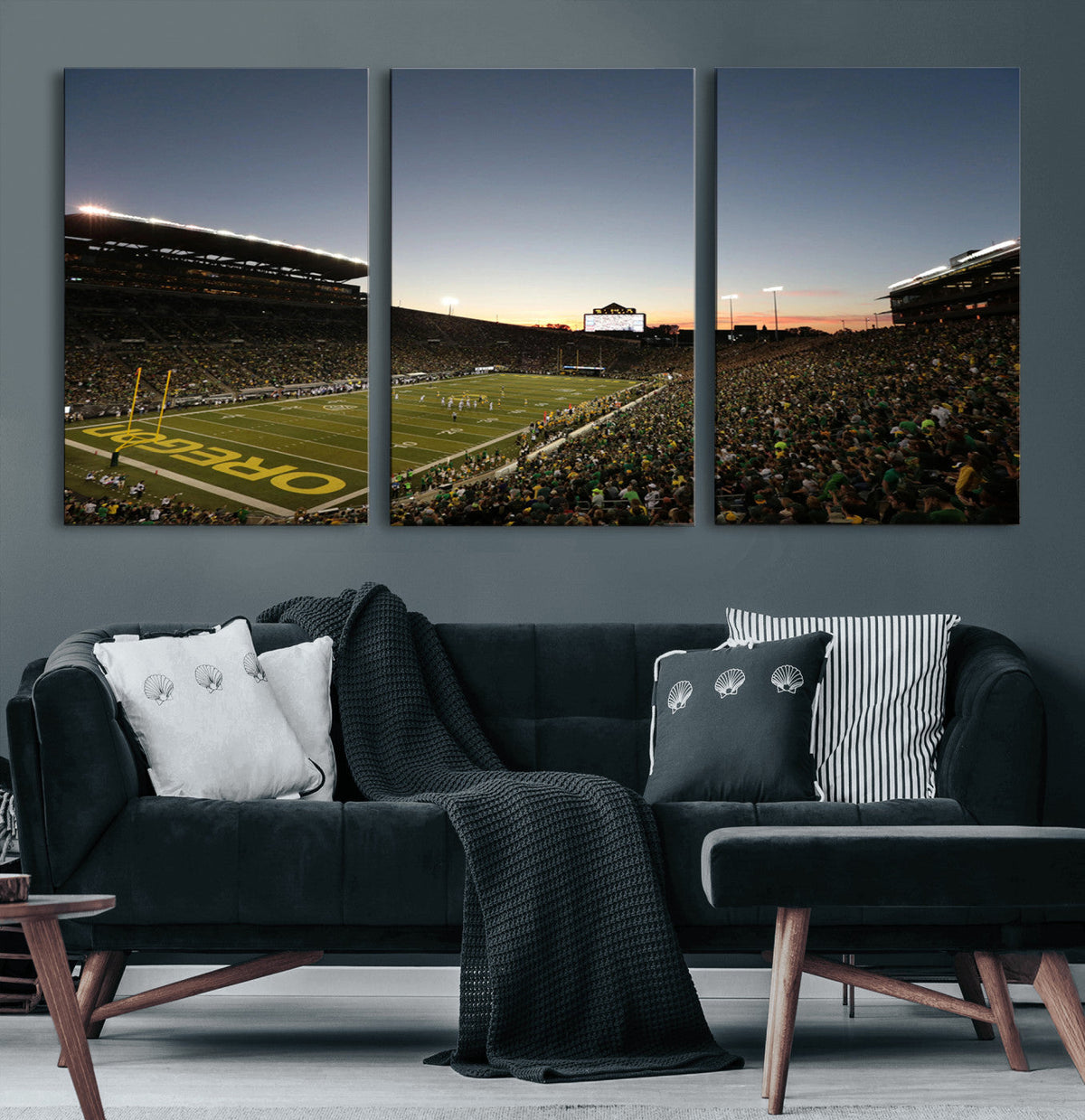 Oregon Ducks Football Team Print - Eugene Autzen Stadium