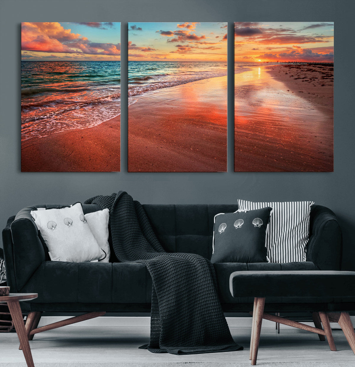 Sunset Beach Wall Art | Ocean Canvas Print | Coastal Wall