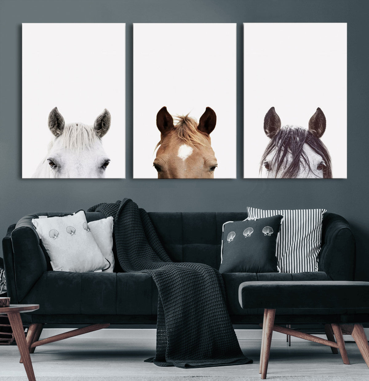 Horse Prints Set, Set of 3 Horse Wall Art, Horses Portraits,