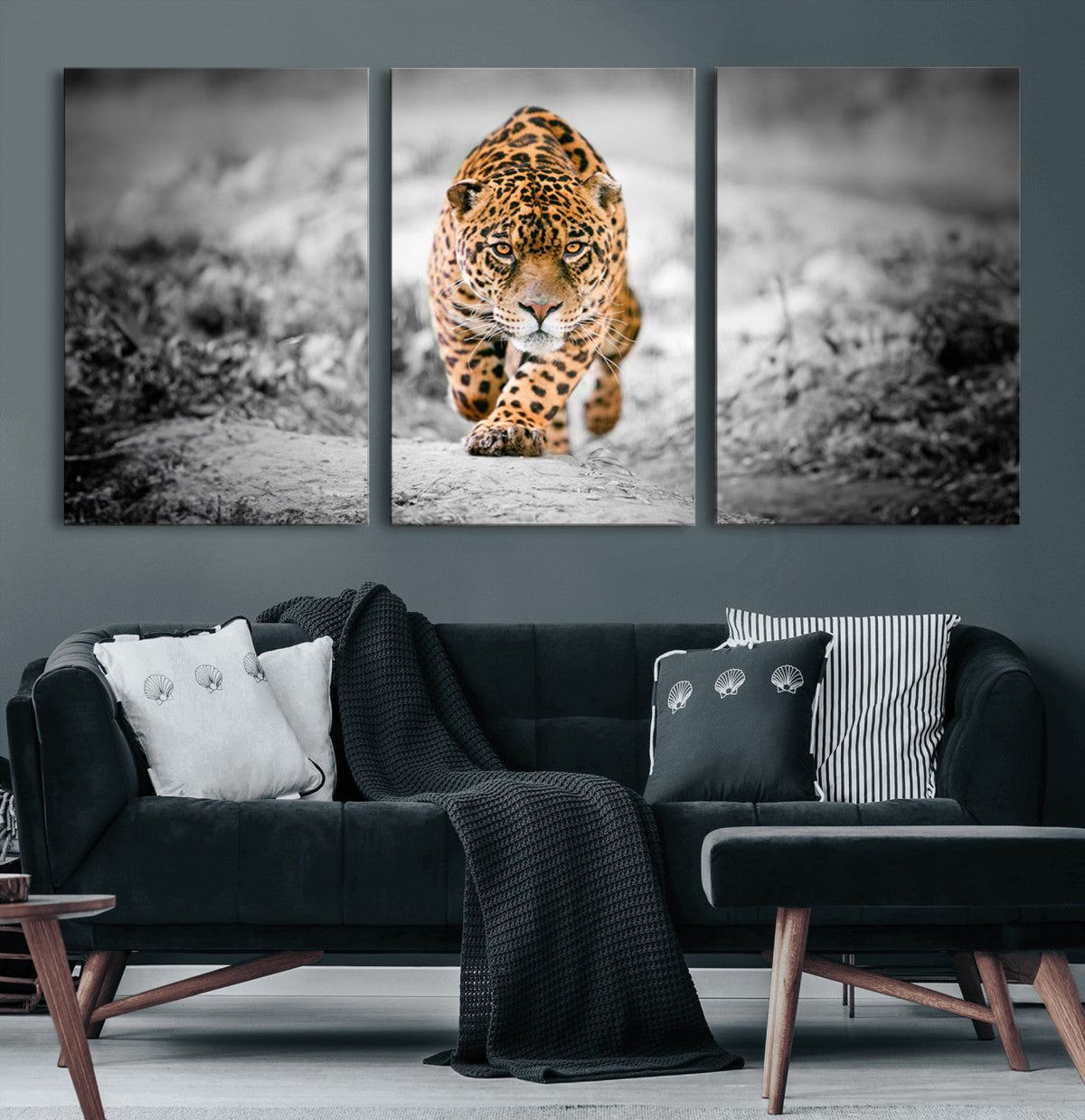 Jaguar Wall Art Canvas Print - Majestic Big Cat in Focused
