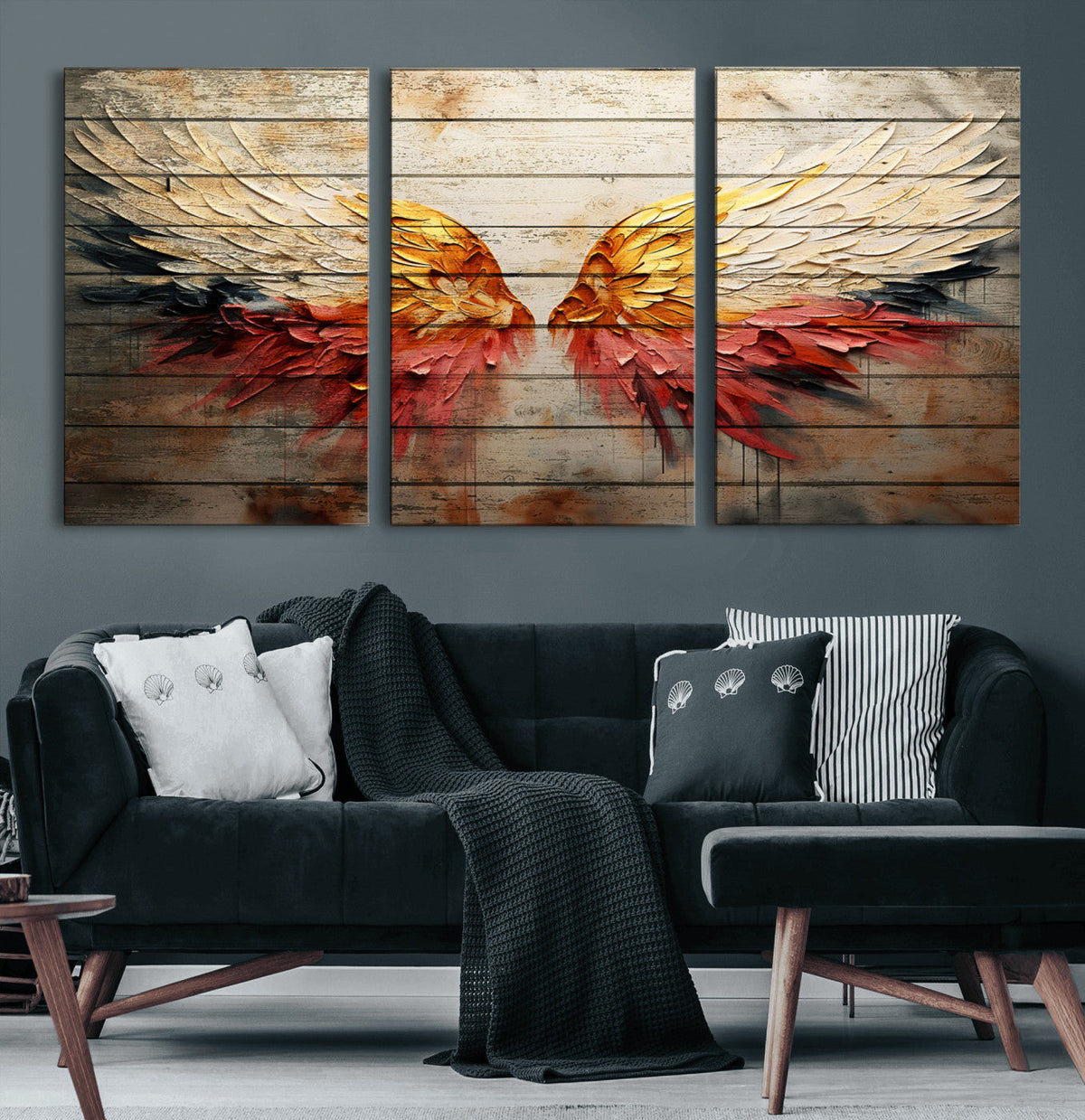 Abstract Angel Wings Canvas Wall Art – Framed and Ready to