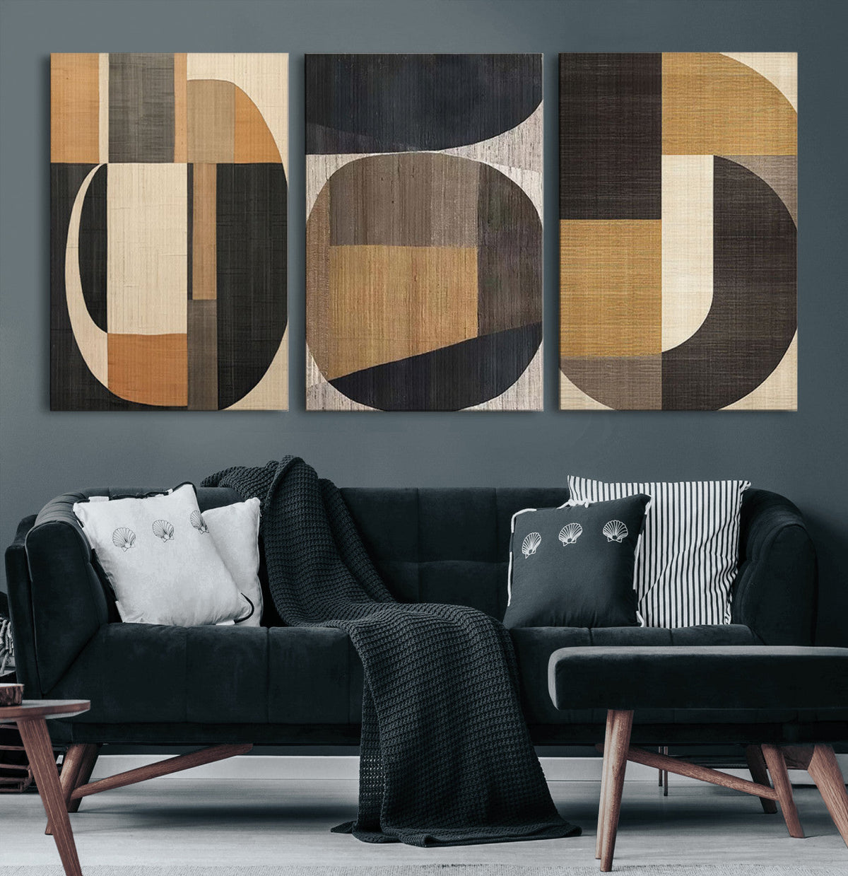 Modern Brown Wabi Sabi Wall Art Canvas Print Set – Framed