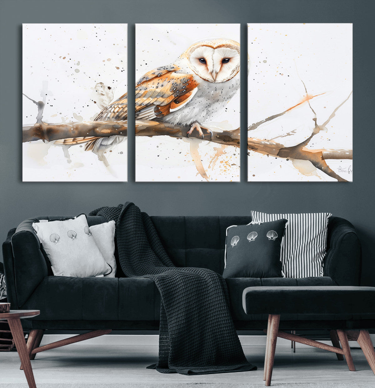 Barn Owl Wall Art on Branch | Stunning Canvas Print for