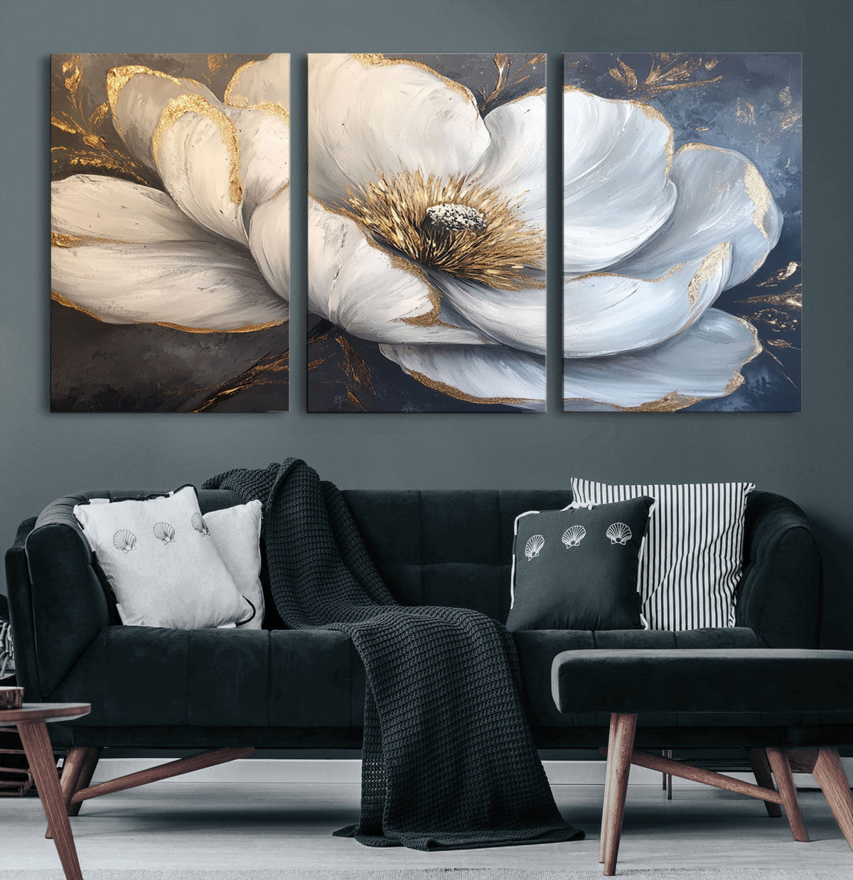 White Magnolia Flower Wall Art Canvas Print | Abstract