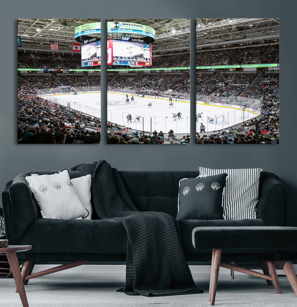 Sharks Arena Blackhawks Sharks Ice Hockey Stadium Wall Art