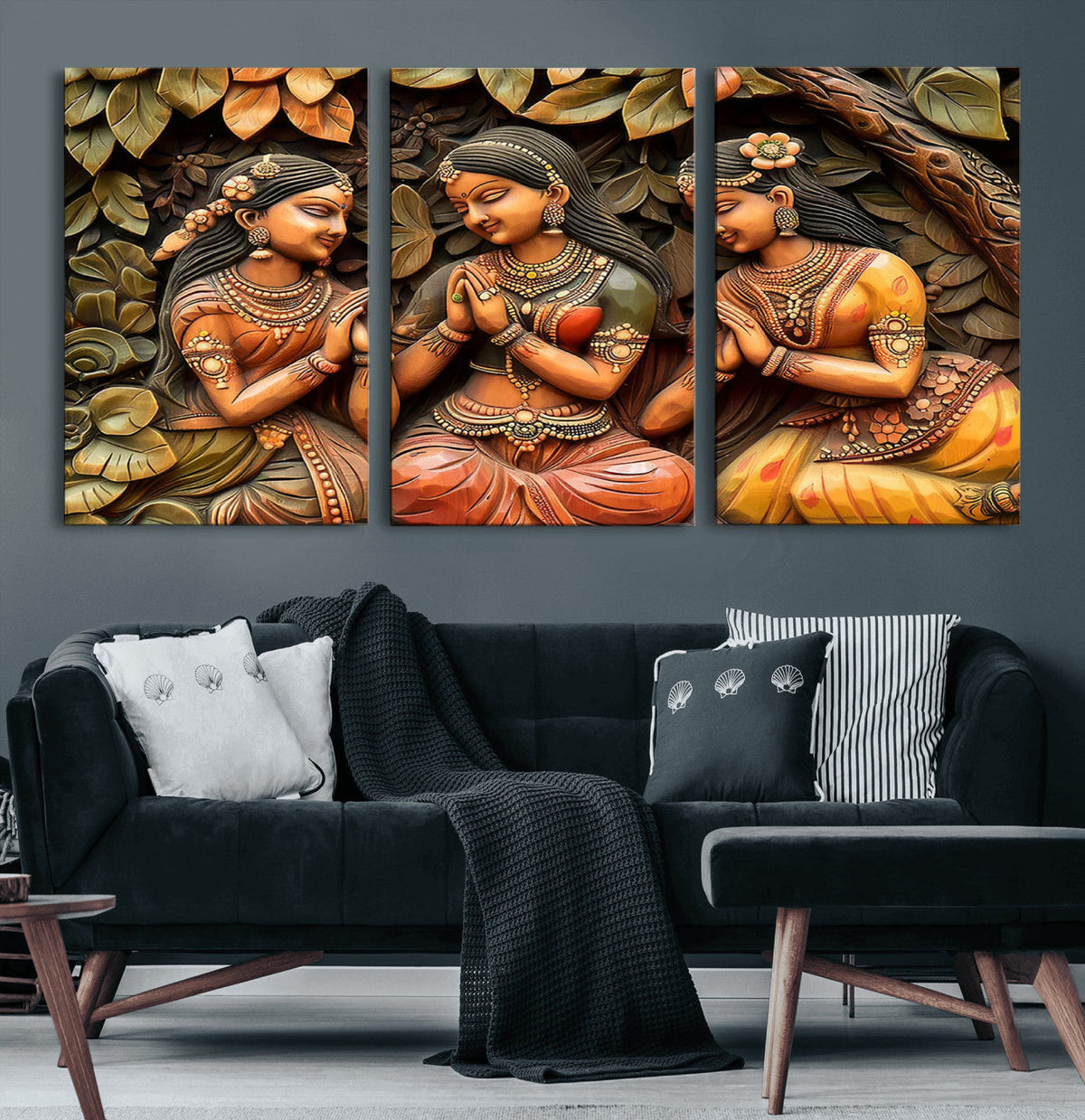 Indian Woman Statue Wall Art Canvas Print