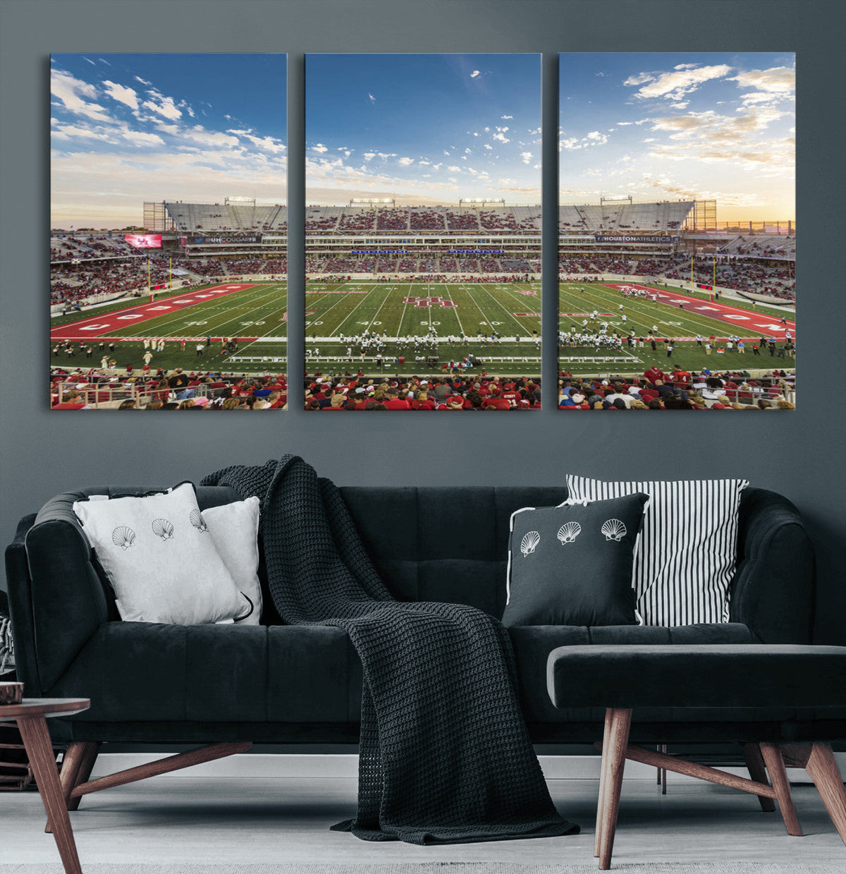 Framed Houston Cougars Football Team Print - Houston TDECU