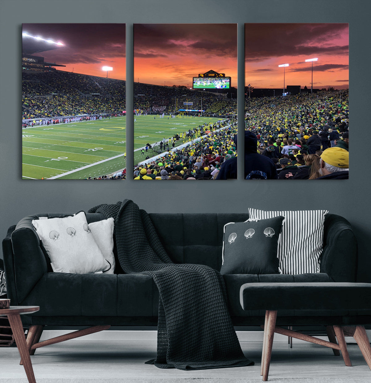 Eugene Autzen Stadium Canvas Wall Art Print – Sunset Over