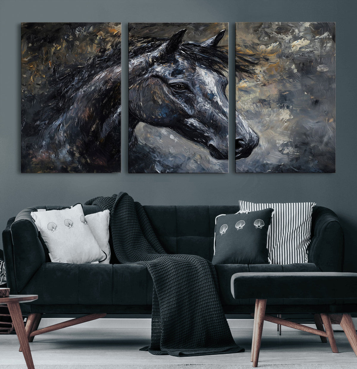 Large Abstract Horse Wall Art Canvas Print | Farmhouse Wall