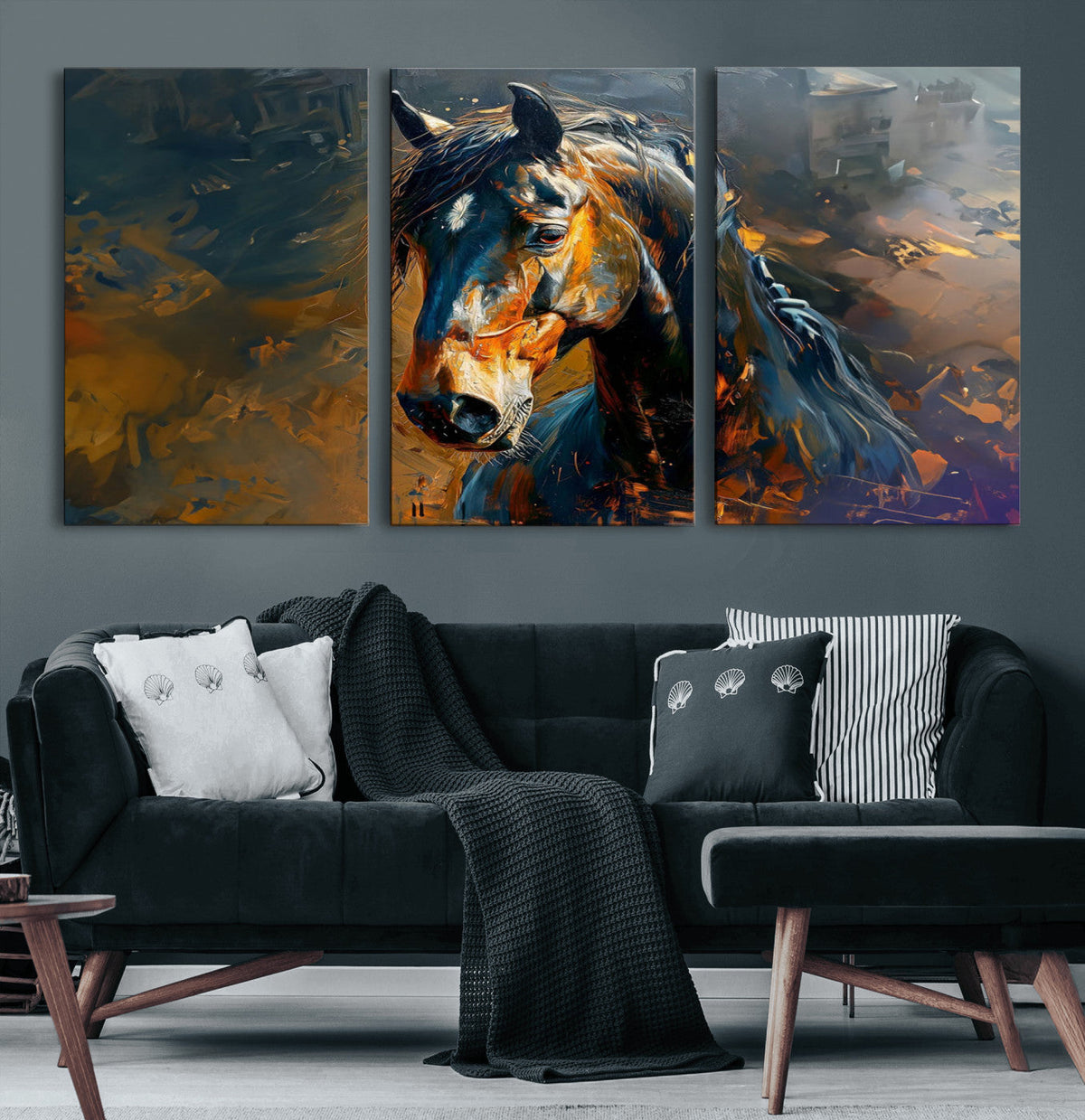 Abstract Horse Wall Art Canvas Print | Farmhouse Wall Decor