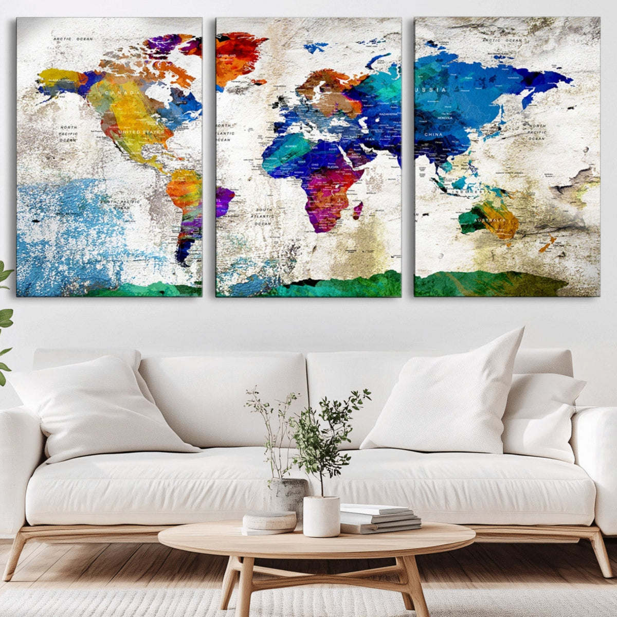 World Map Canvas Print – Framed Travel Map Wall Art for