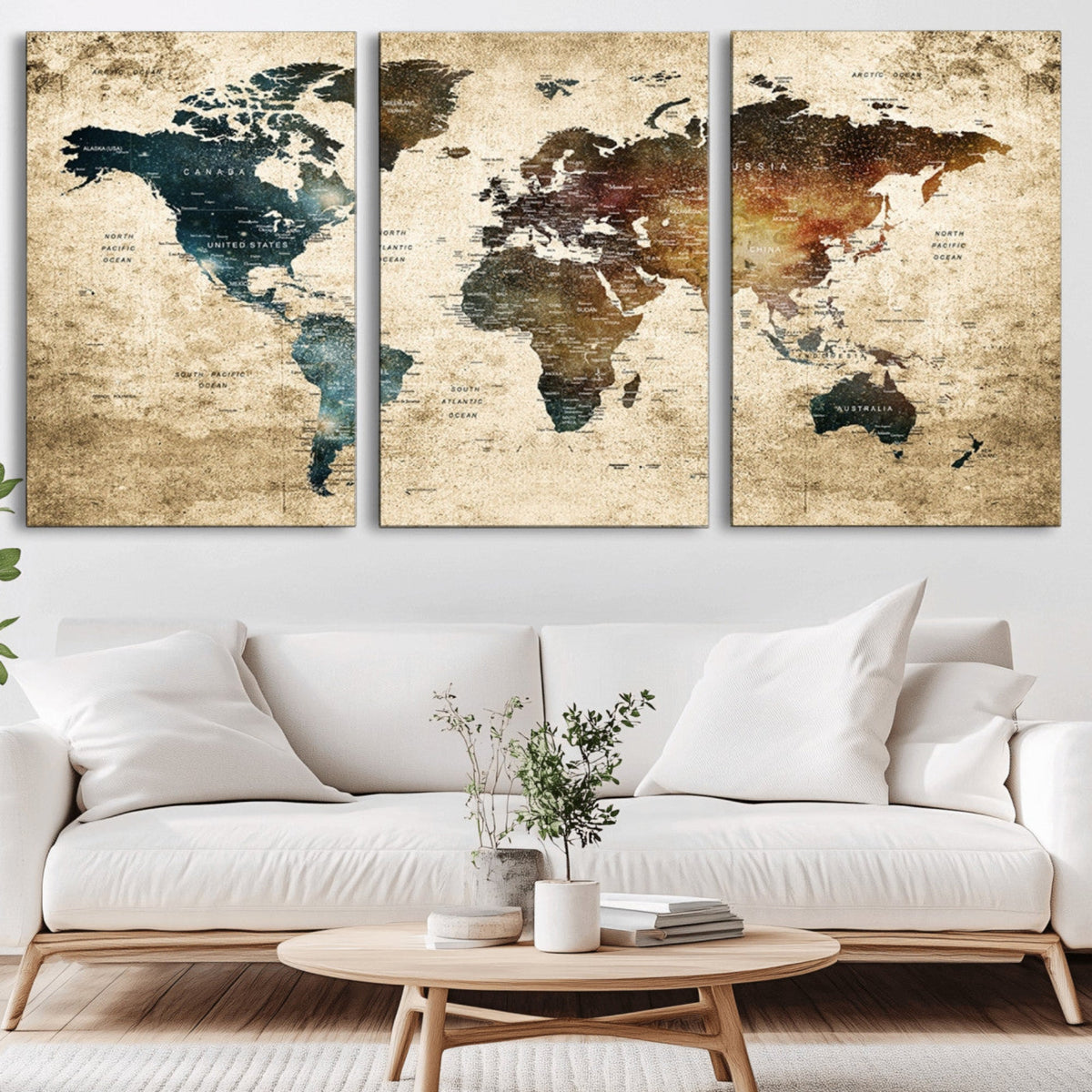 World Map Canvas Print – Detailed Map of the World Wall Art