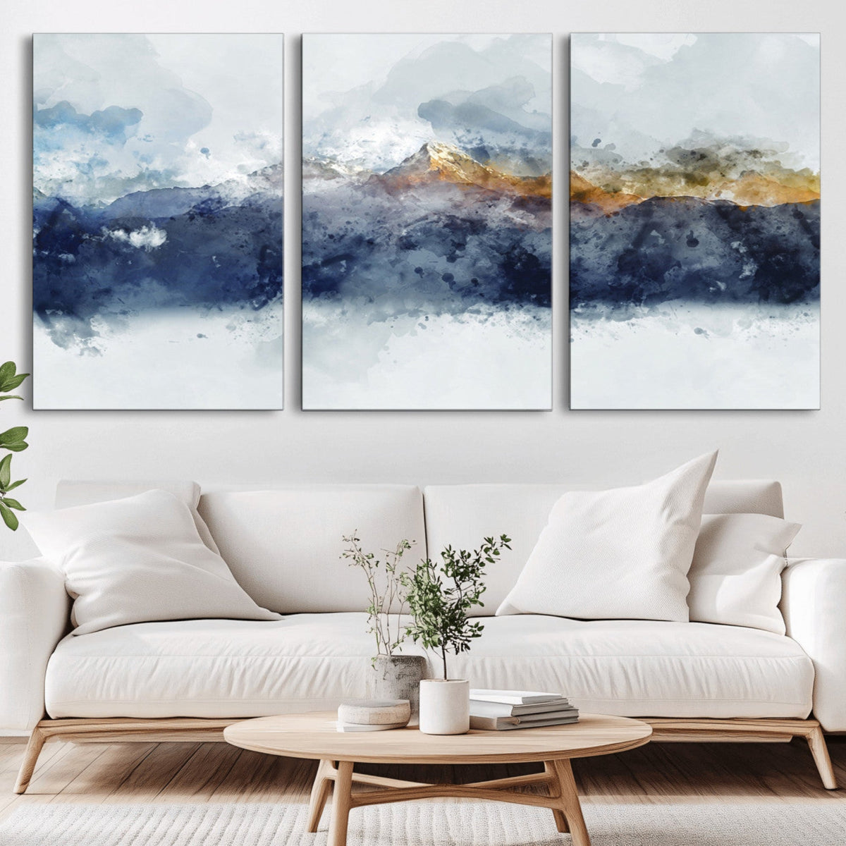 Abstract Mountain Range Art Canvas Print | 3 Panel