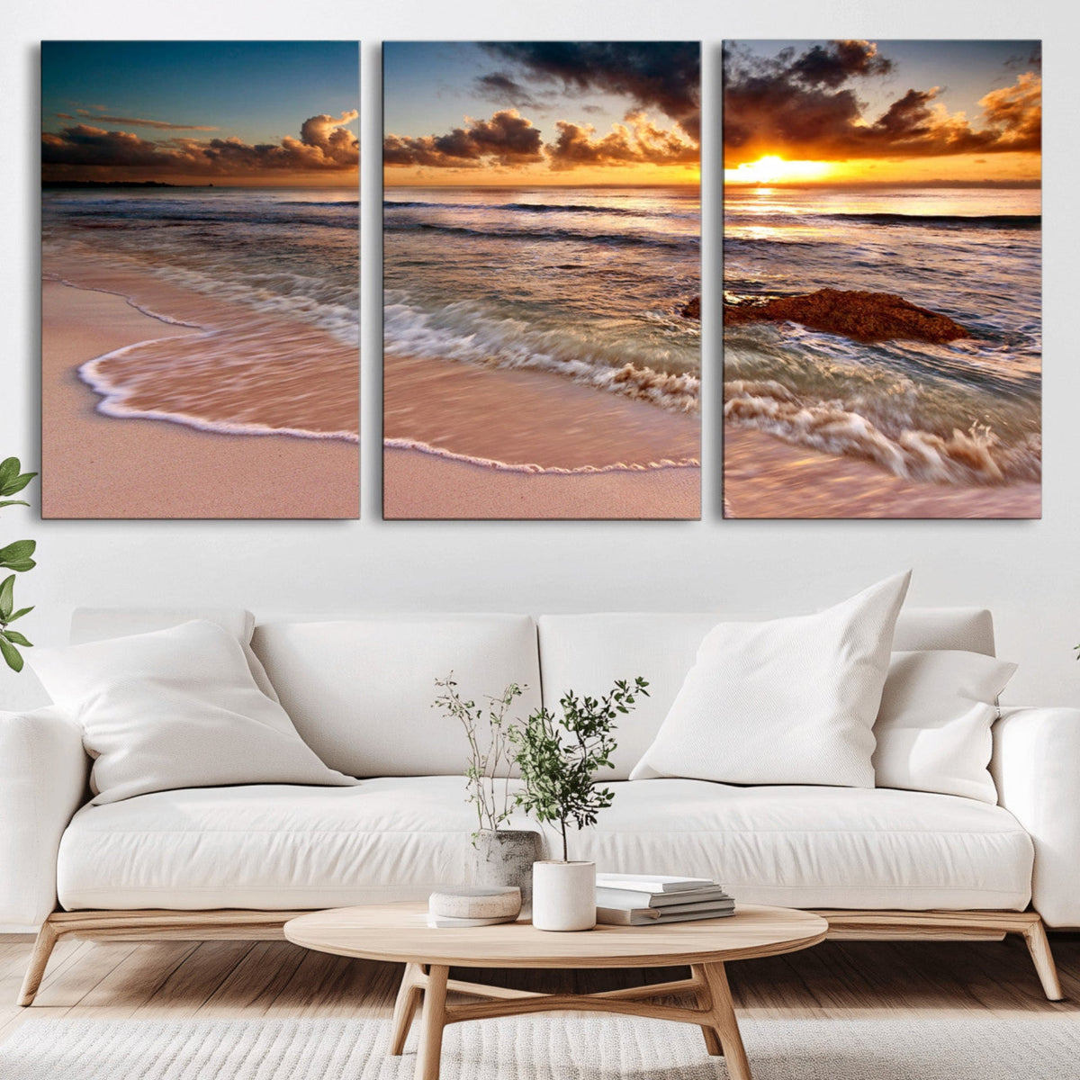 Sunset on Ocean Wall Art Canvas Print