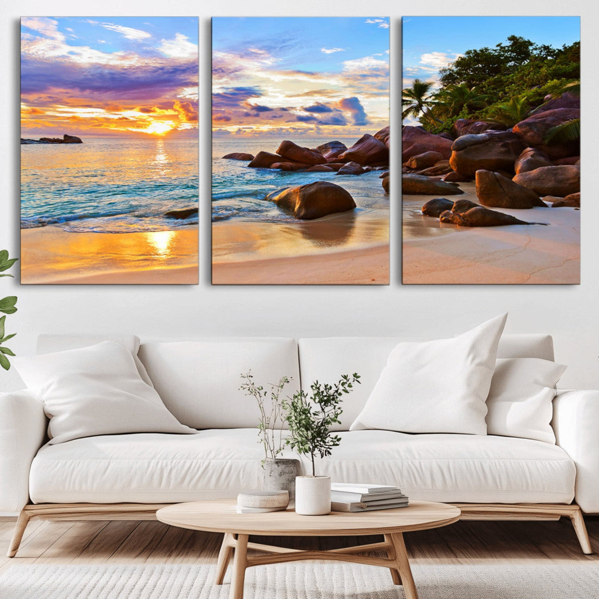 Tropical Island Beach Sunset Canvas Print