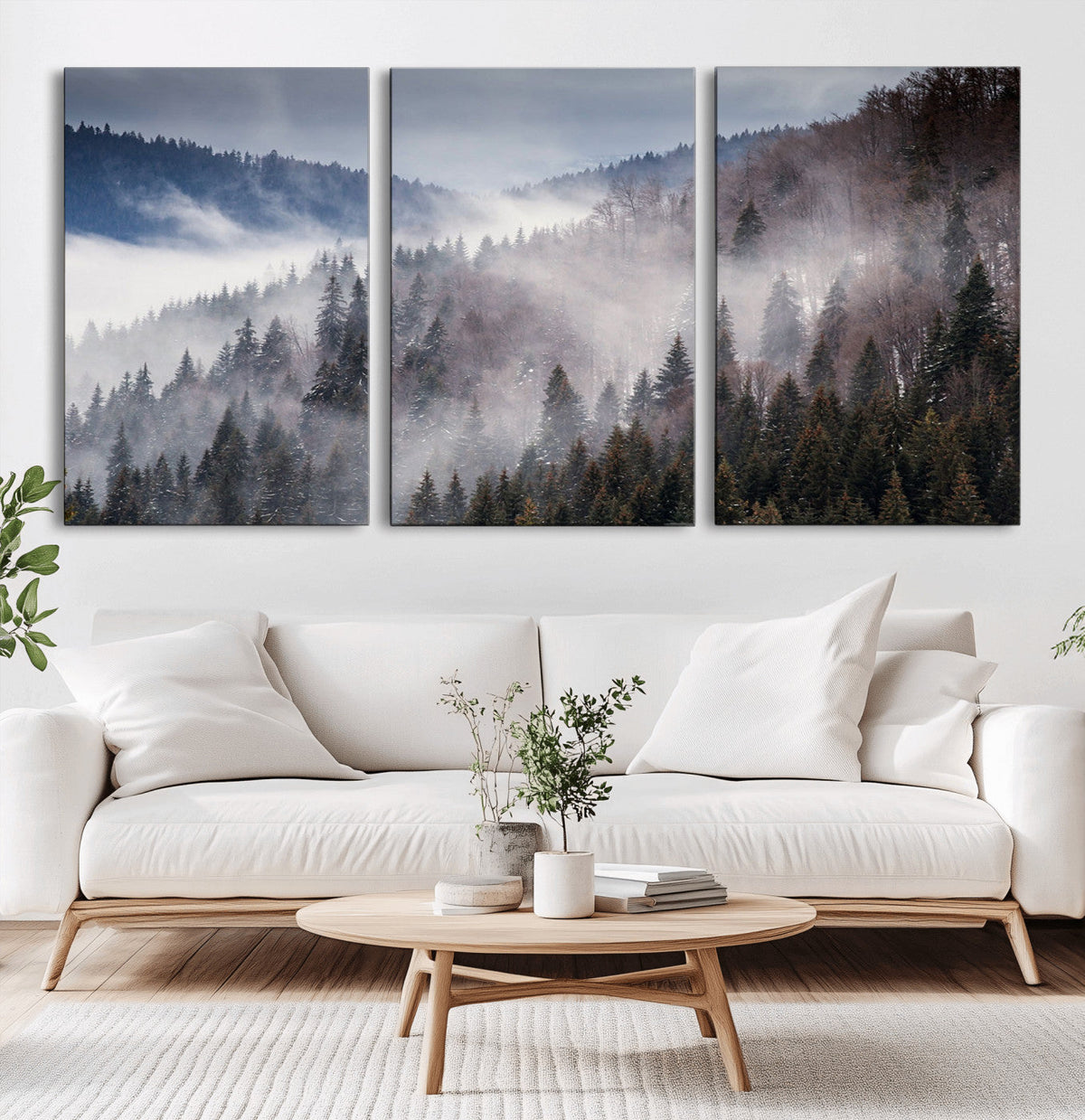 Beautiful Rising Fog in Winter Mountain Landscape- Framed