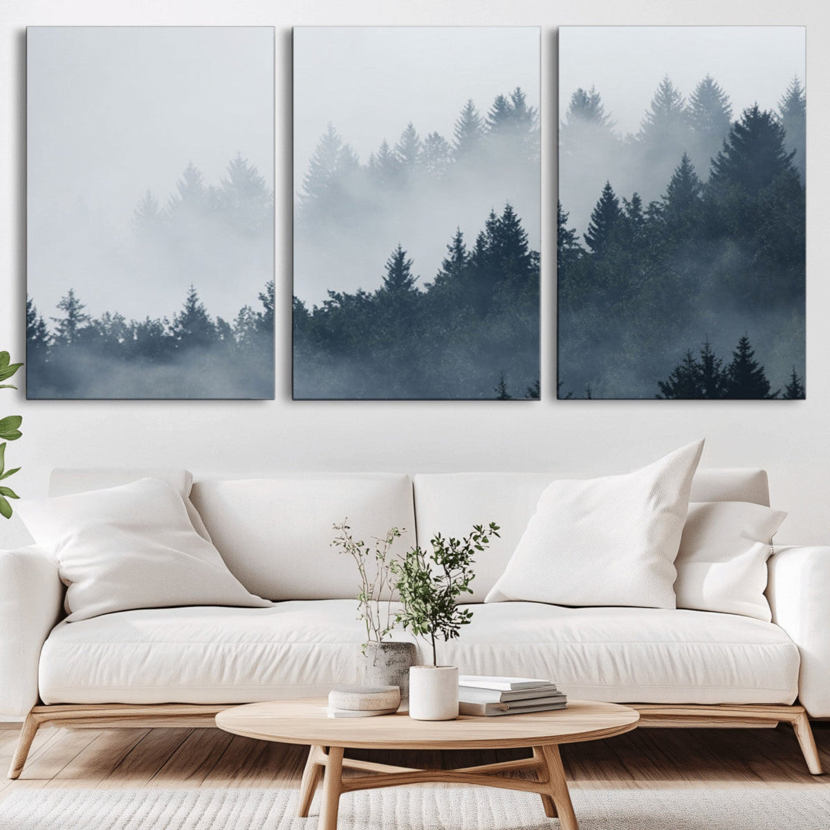 Foggy Pine Forest Wall Art Canvas Print