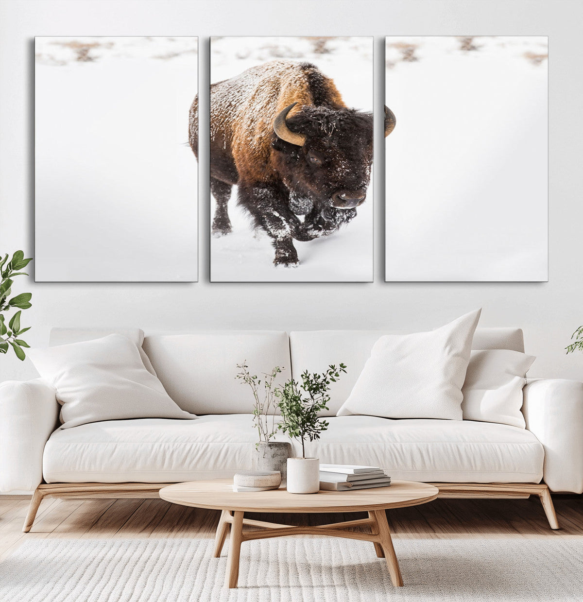 Bison Winter Wall Art Canvas Print For Farmhouse Decor