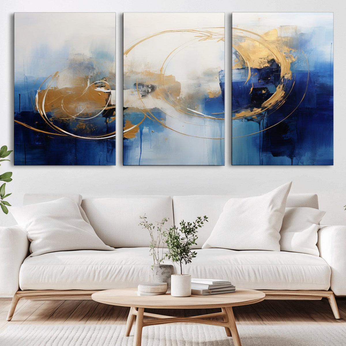 Navy Blue Abstract Wall Art Canvas Print