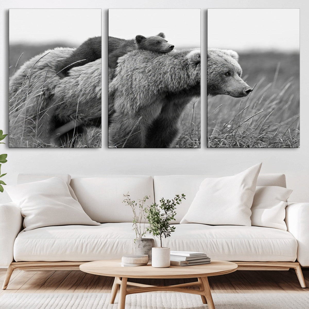 Bear and Cub Wall Art Canvas | 399 Bear Cub