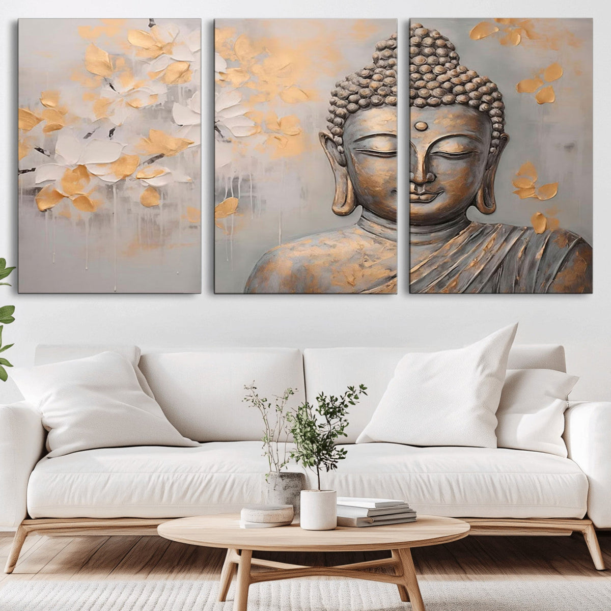 Abstract Buddha Statue Wall Art Canvas Print - Modern