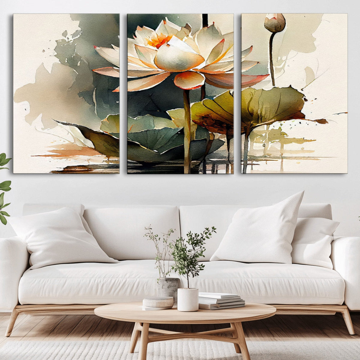 Lotus Flower Watercolor Canvas Print – A Symbol of Serenity