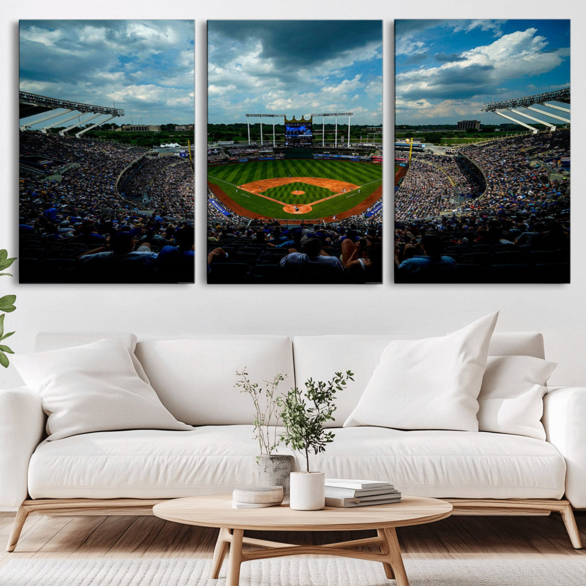3-Panel Kauffman Stadium Wall Art Print | Large Kansas City