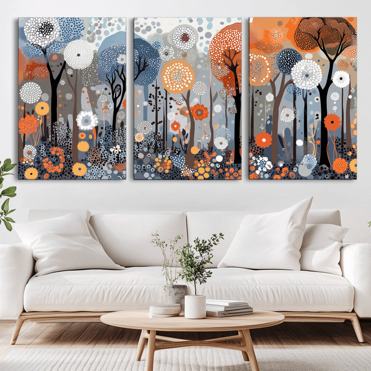 Abstract Winter Landscape Canvas Wall Art Print - Large
