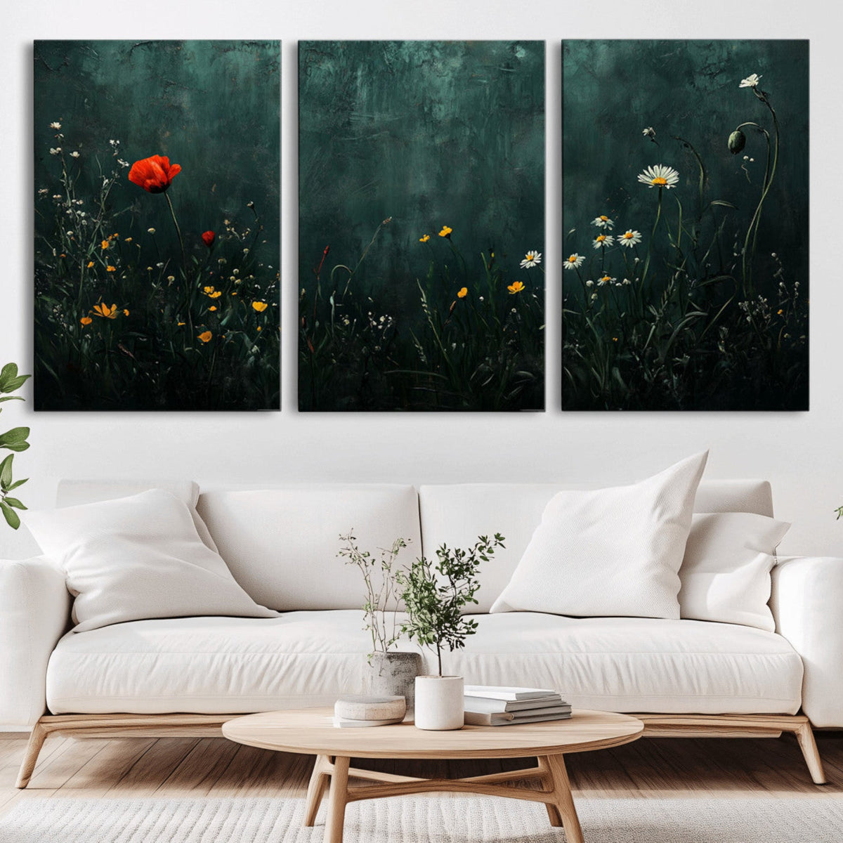 Wildflower Field Framed Wall Art, Vintage Botanical