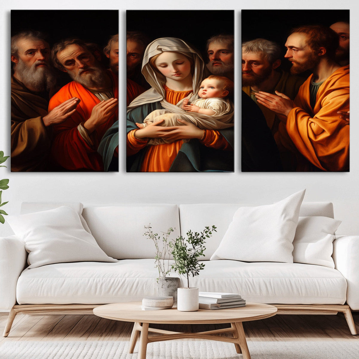 Religious Canvas Wall Art Print - Madonna and Child with