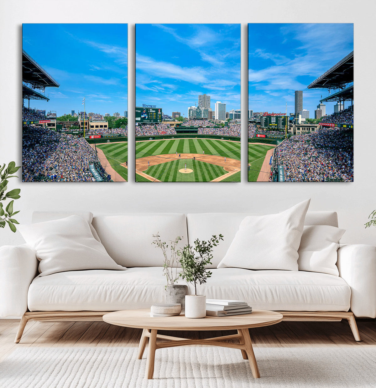 Wrigley Field Chicago Cubs Panoramic Art Multi-Piece Canvas