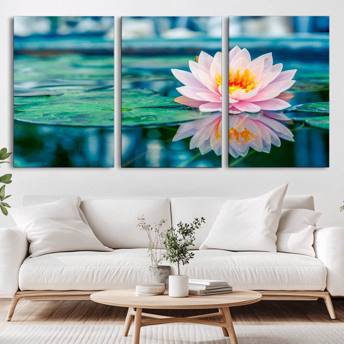 Lotus Flower Wall Art Canvas Print, Water Lily Large Wall