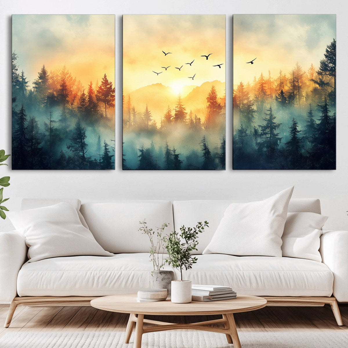 Abstract Forest Wall Art Print- Serene Nature Canvas Print