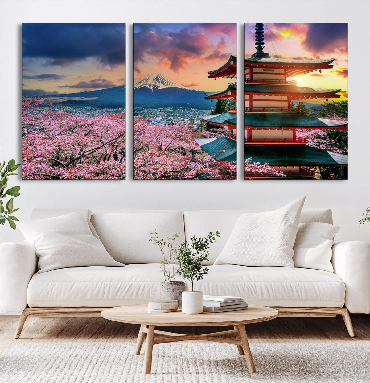 Mount Fuji Cherry Blossom Wall Art Canvas Print – Framed