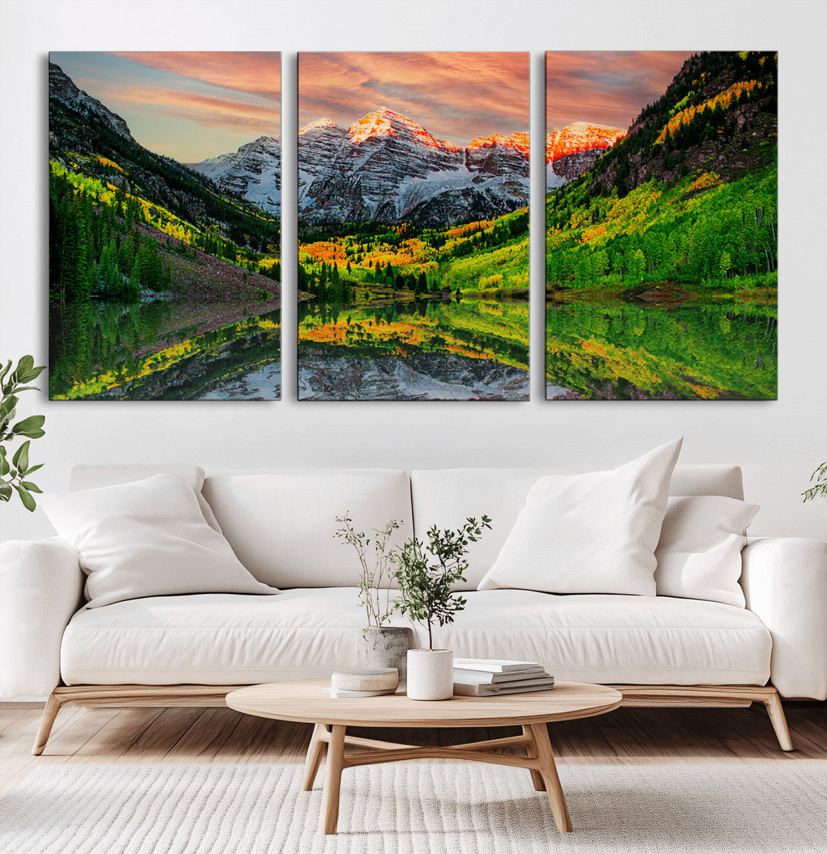 Maroon Bells Lake Wall Art Canvas Print – Framed Majestic