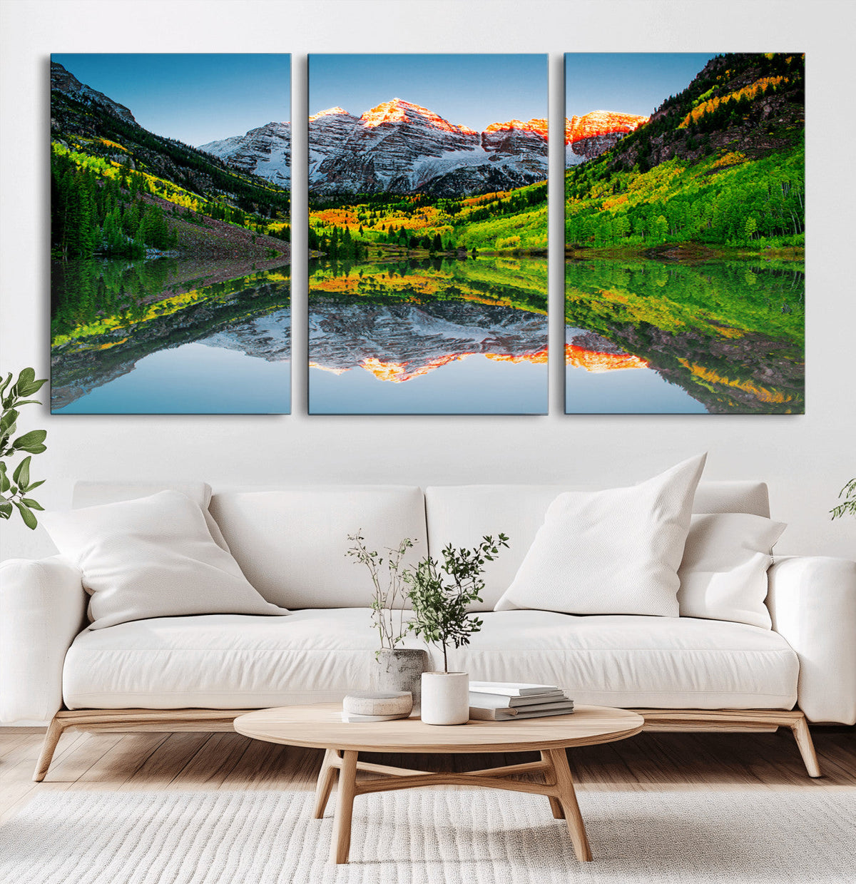 Sunrise Maroon Bells Lake Wall Art Canvas Print – Framed Elk