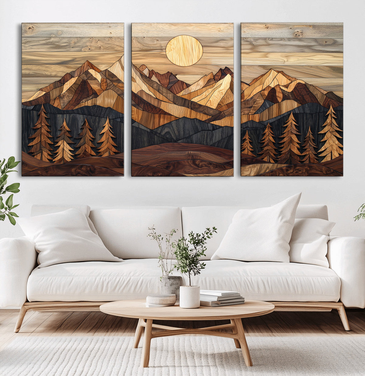 Wood Mountain Landscape Wall Art Canvas Print – Framed
