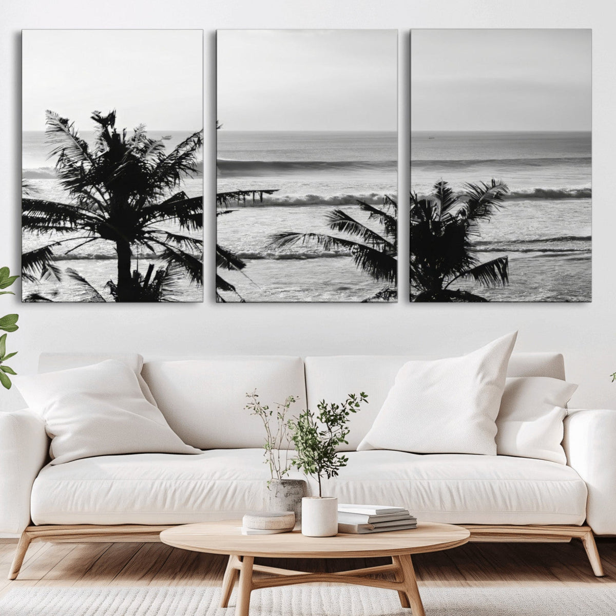 Tropical Coastline Wall Art Canvas Print – Framed Palm Trees