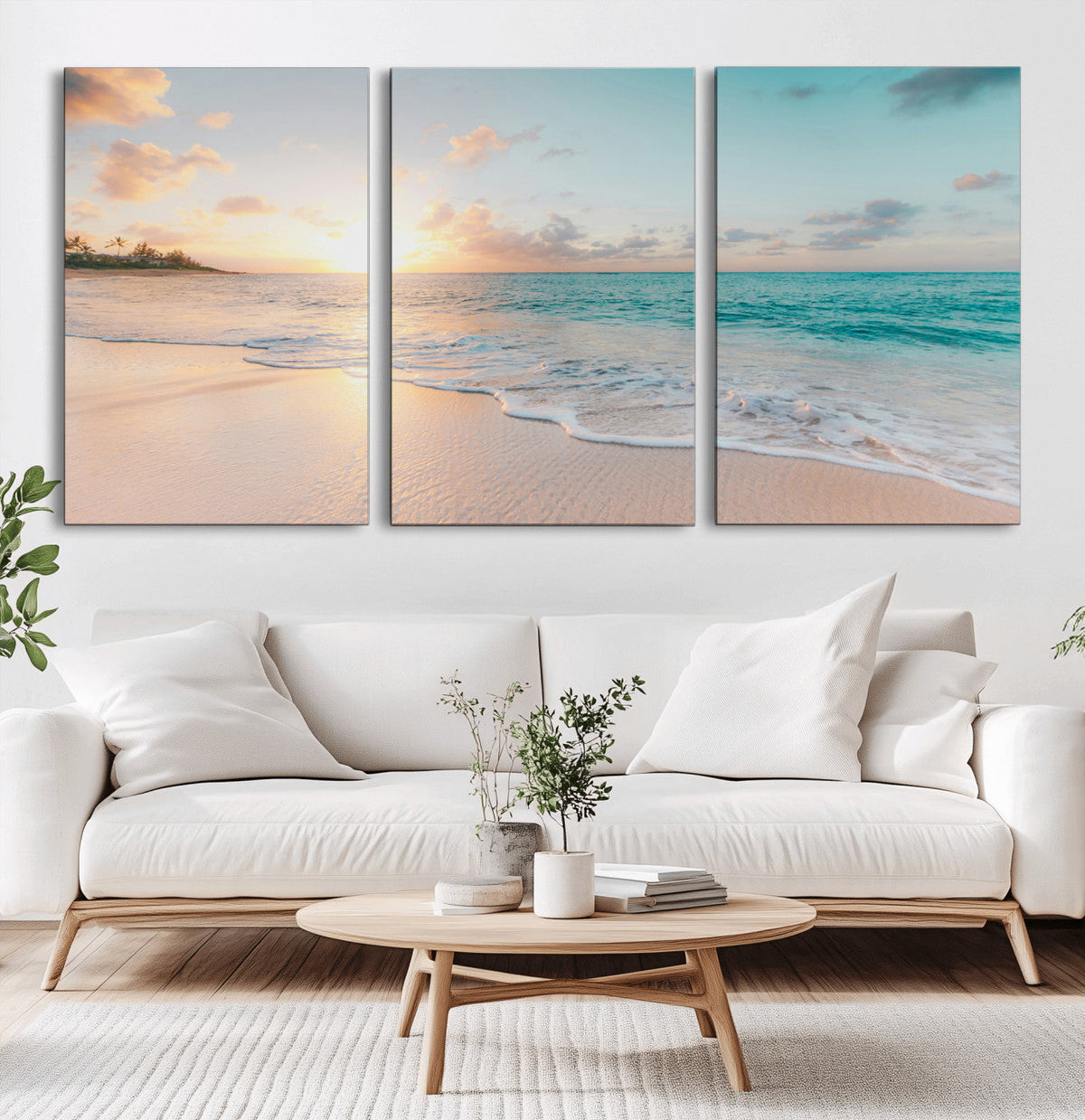 Beach Sunset Wall Art Canvas Print – Framed Ocean Waves