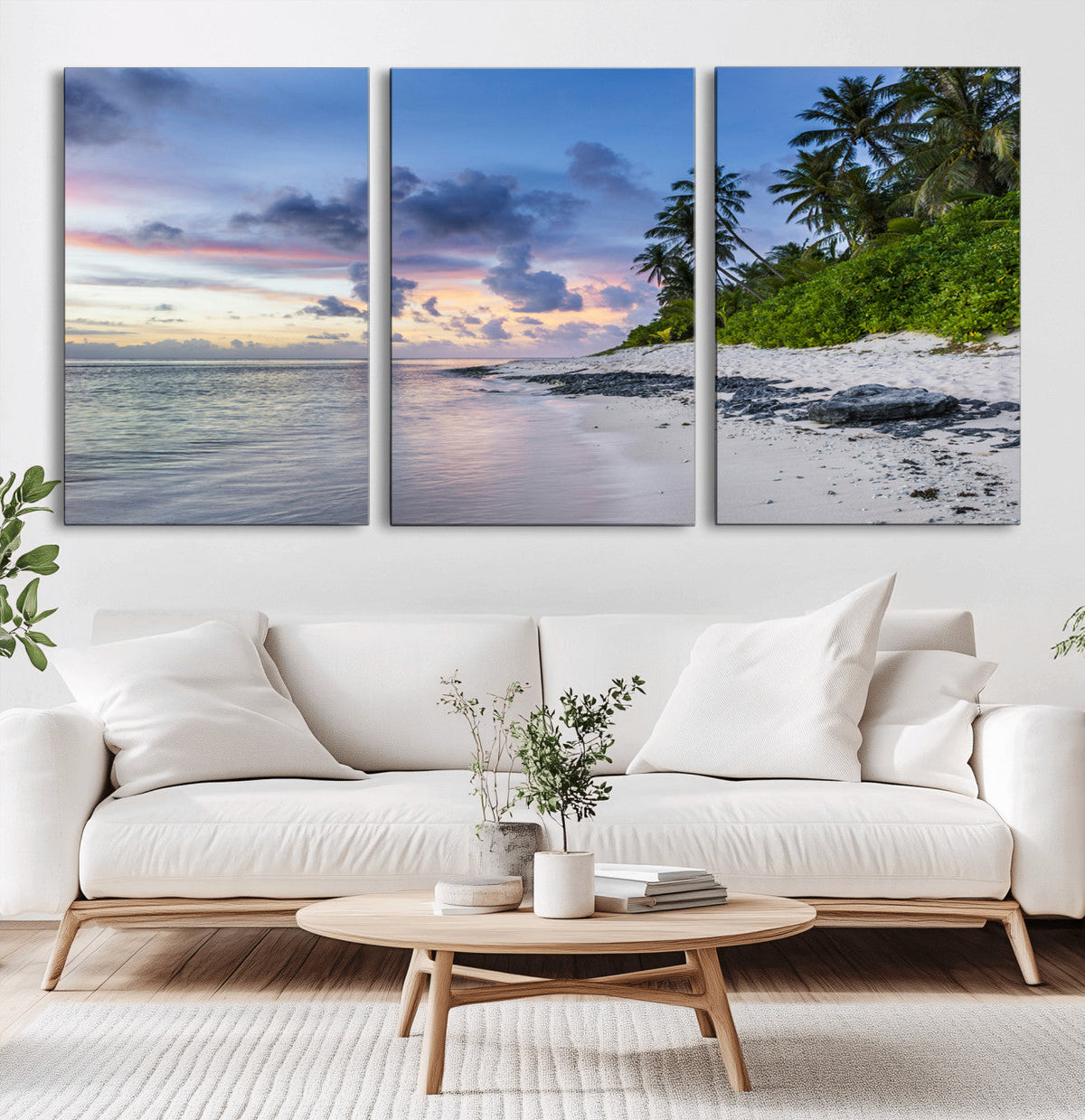 Tropical Beach Wall Art Canvas Print – Framed Sunset Glow