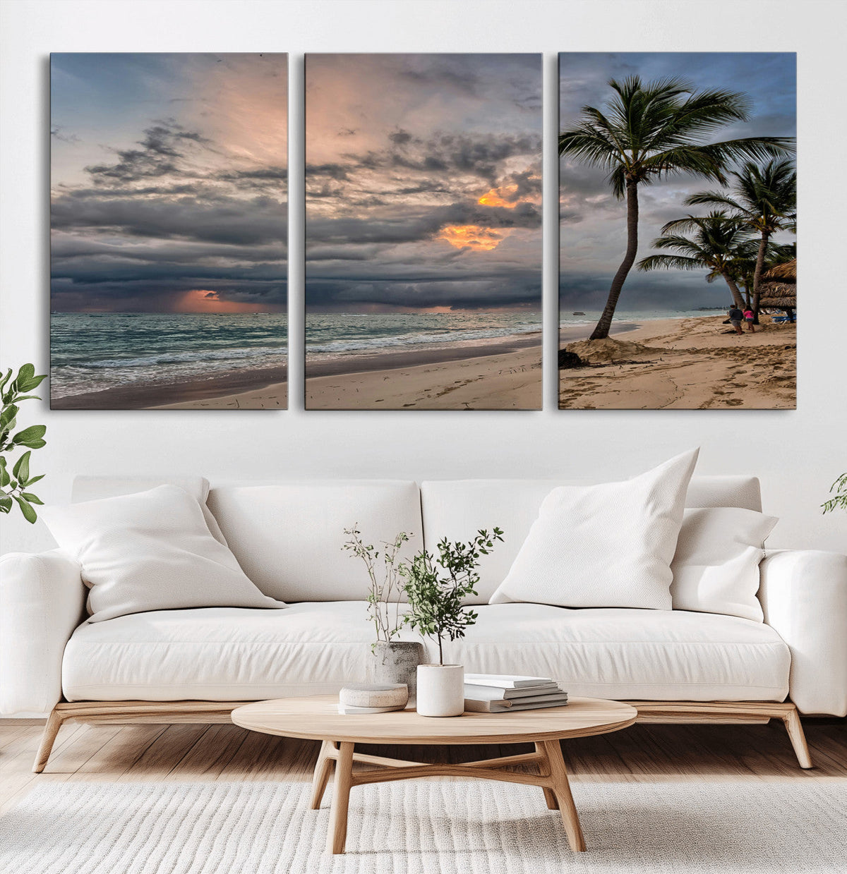 Tropical Storm Wall Art Canvas Print – Framed Moody Beach