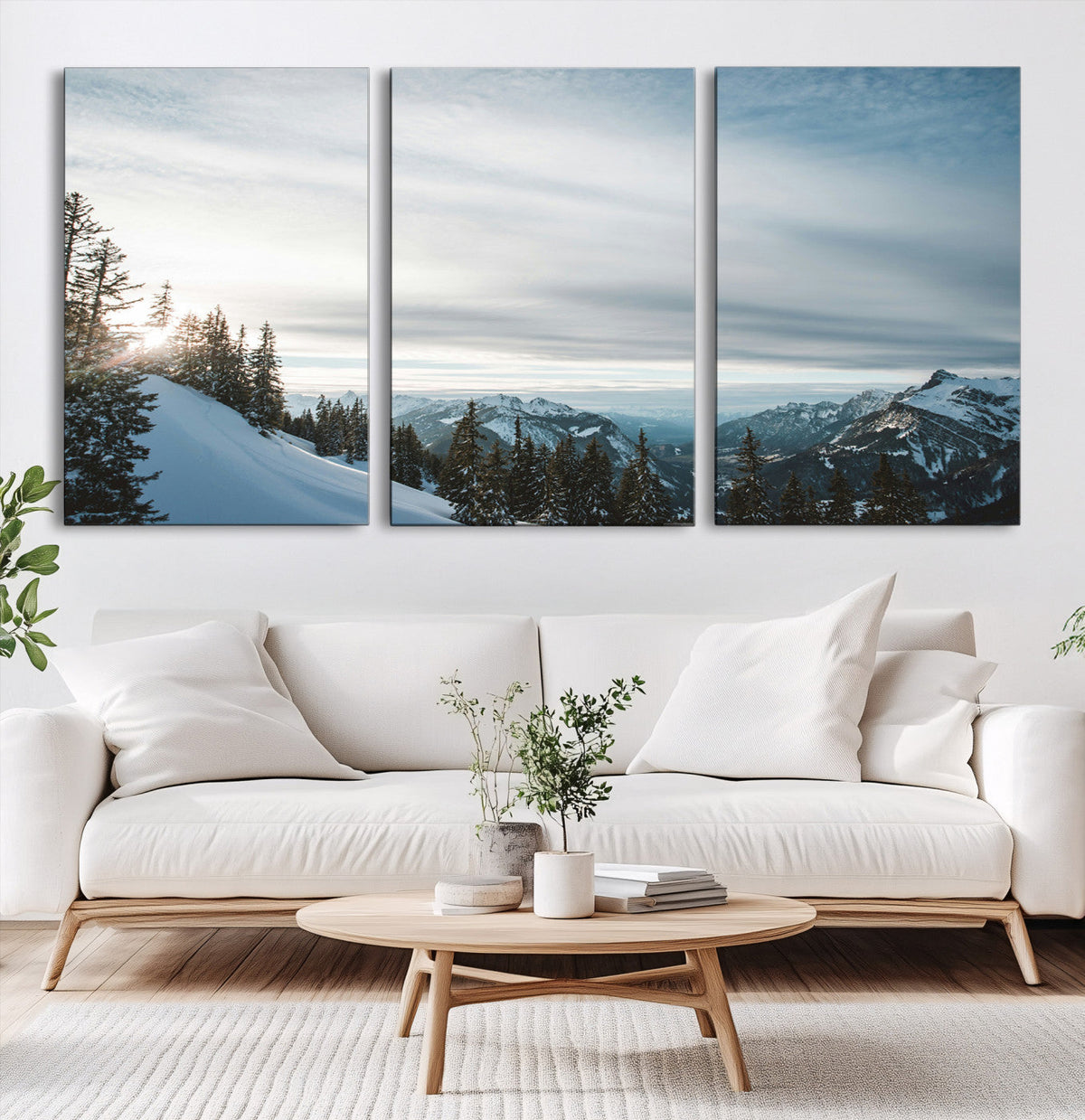 Snowy Mountain Wall Art Canvas Print – Frosty Peaks Alpine