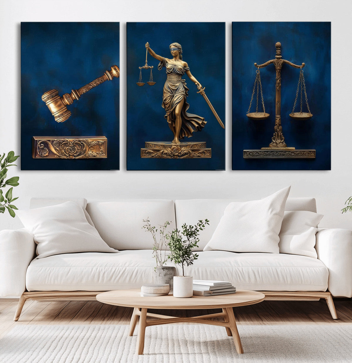 Lady Justice Wall Art Canvas Print – Elegant Gold Legal