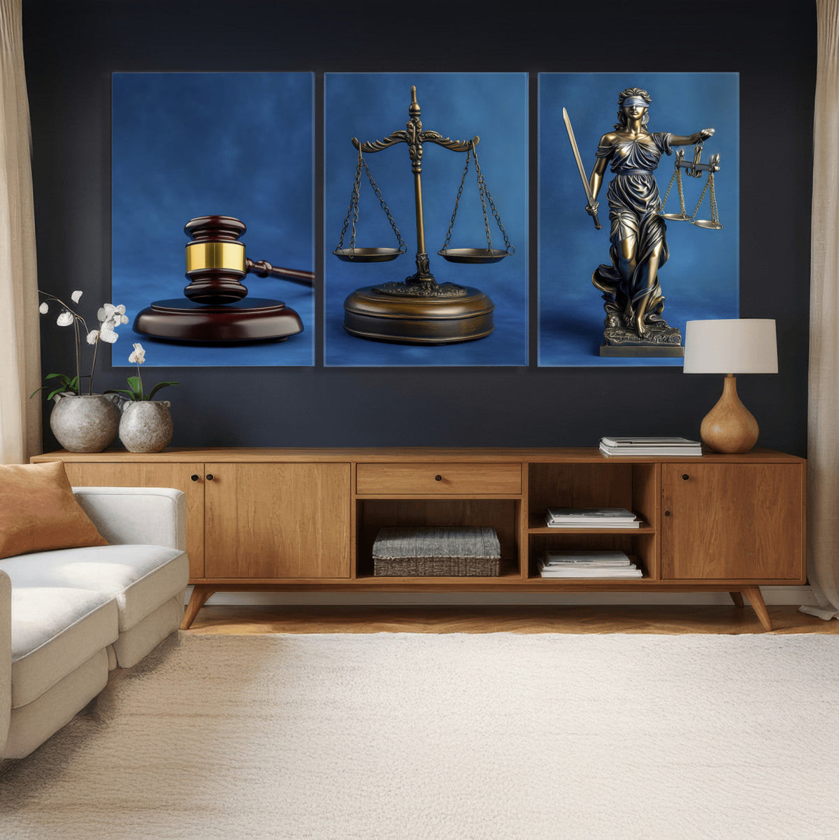 Legal Justice Wall Art Canvas Print – Gavel, Scales & Lady