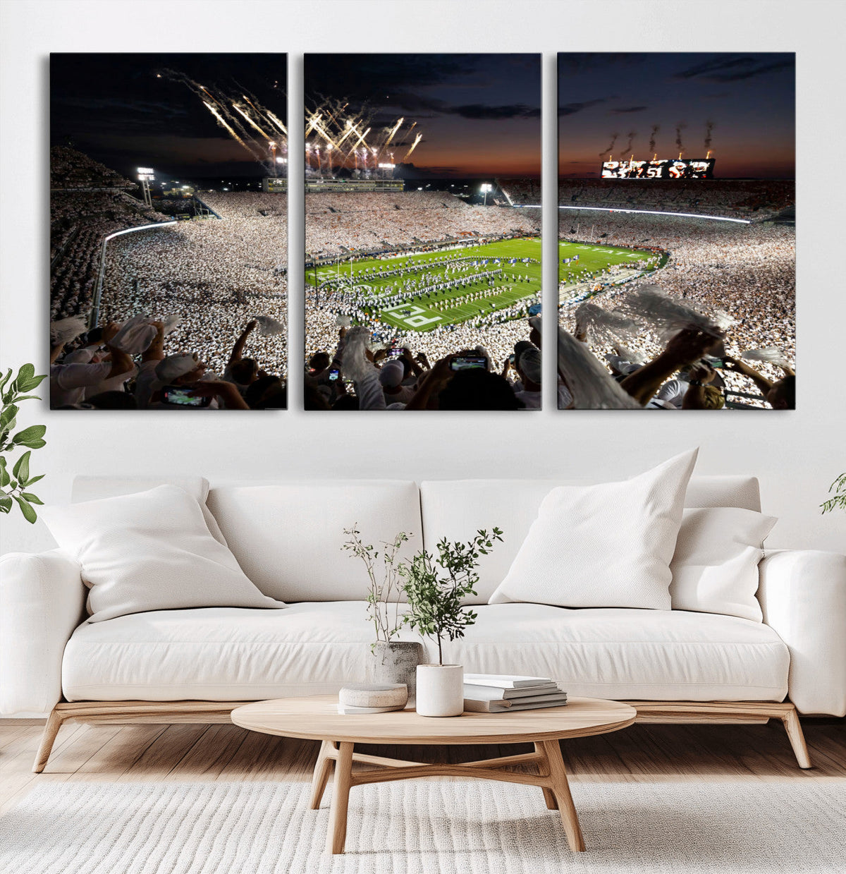 Penn State Stadium Wall Art – White Out Football Game Canvas
