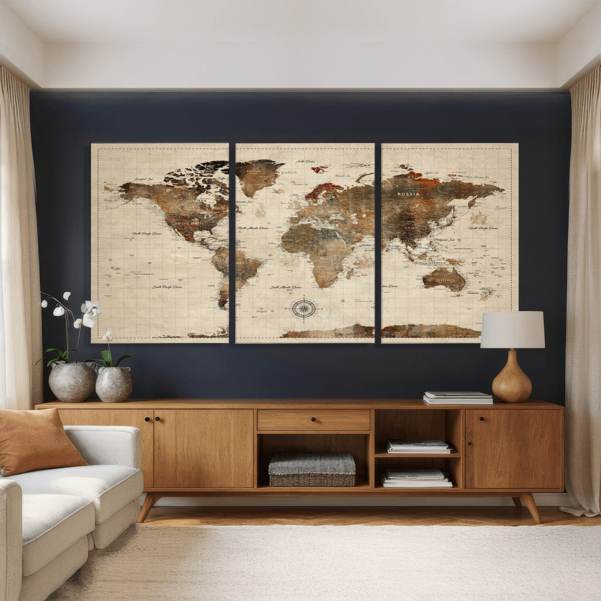 World Map Canvas Print – Framed Detailed Map of the World