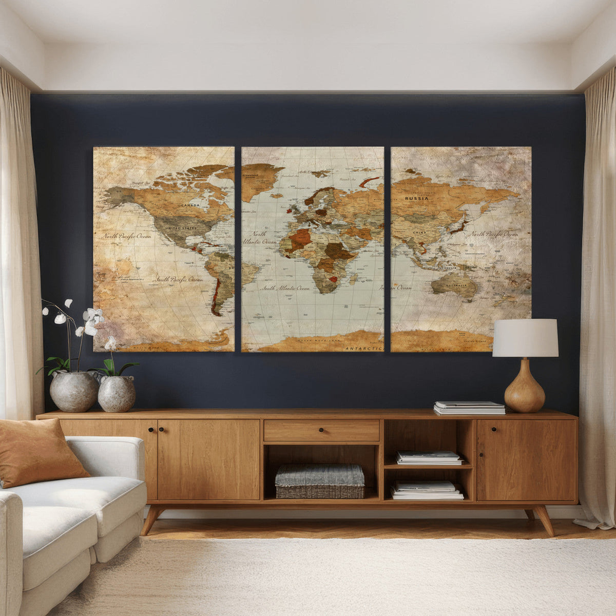 World Map Canvas Print – Detailed Map of the World Wall Art